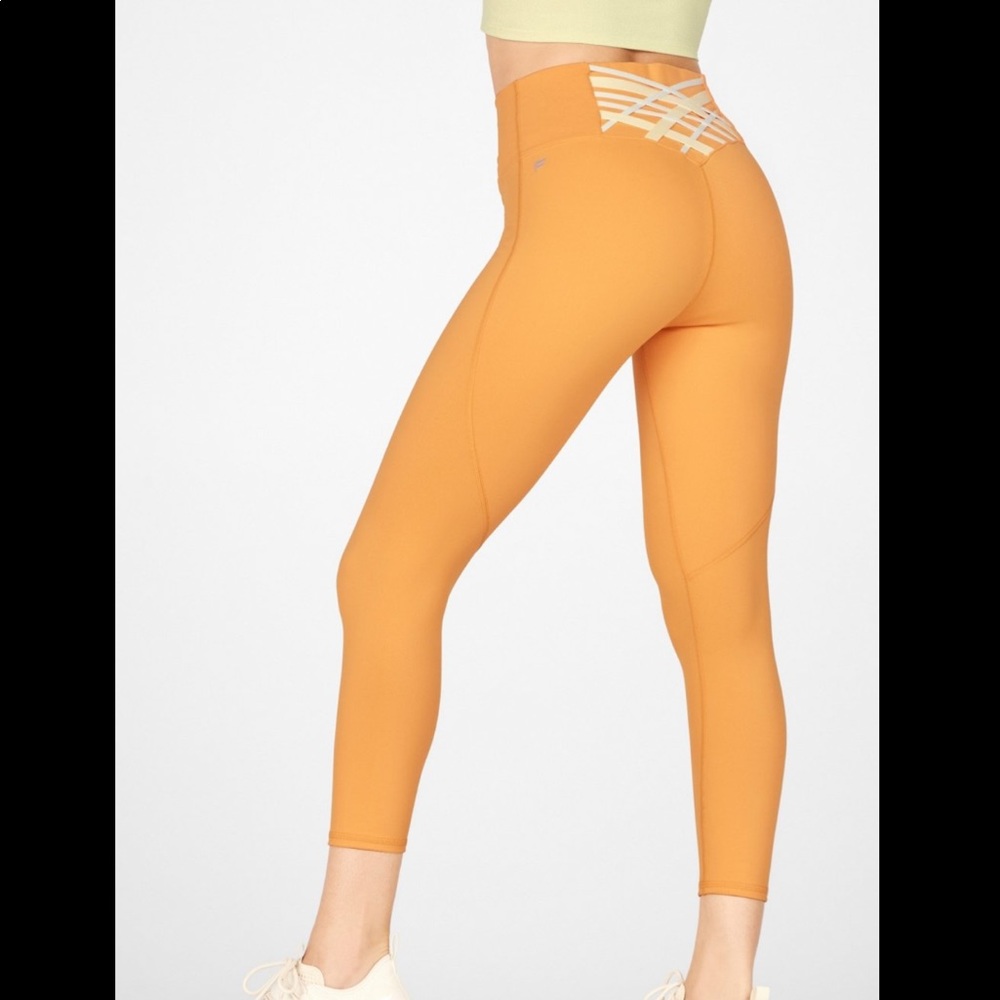 Fabletics Orange High-Waist Crisscross Back Leggings
